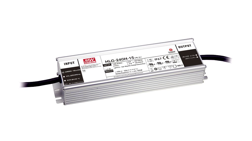 MEAN WELL LED Driver, 24V Output, 240W Output, 10A Output, Constant Current / Constant Voltage