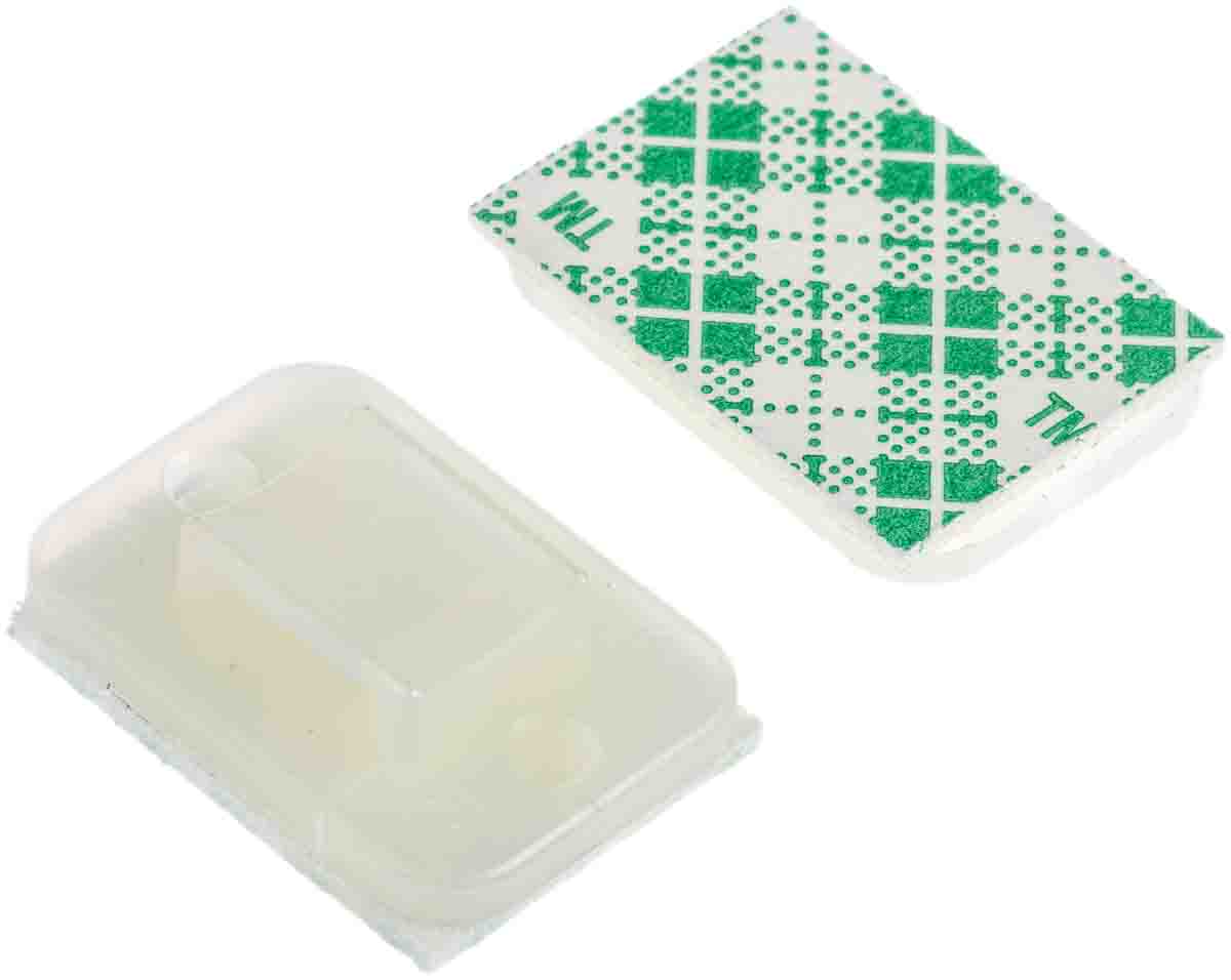 HellermannTyton Self Adhesive Natural Cable Tie Mount 14 mm x 20mm, 4mm Max. Cable Tie Width
