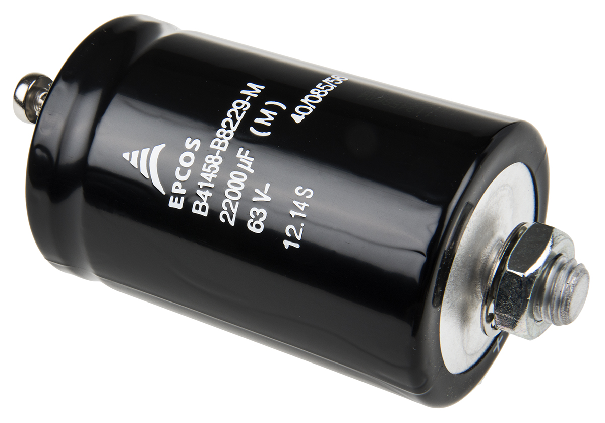 EPCOS 22000μF Aluminium Electrolytic Capacitor 63V dc, Stud Mount - B41458B8229M600