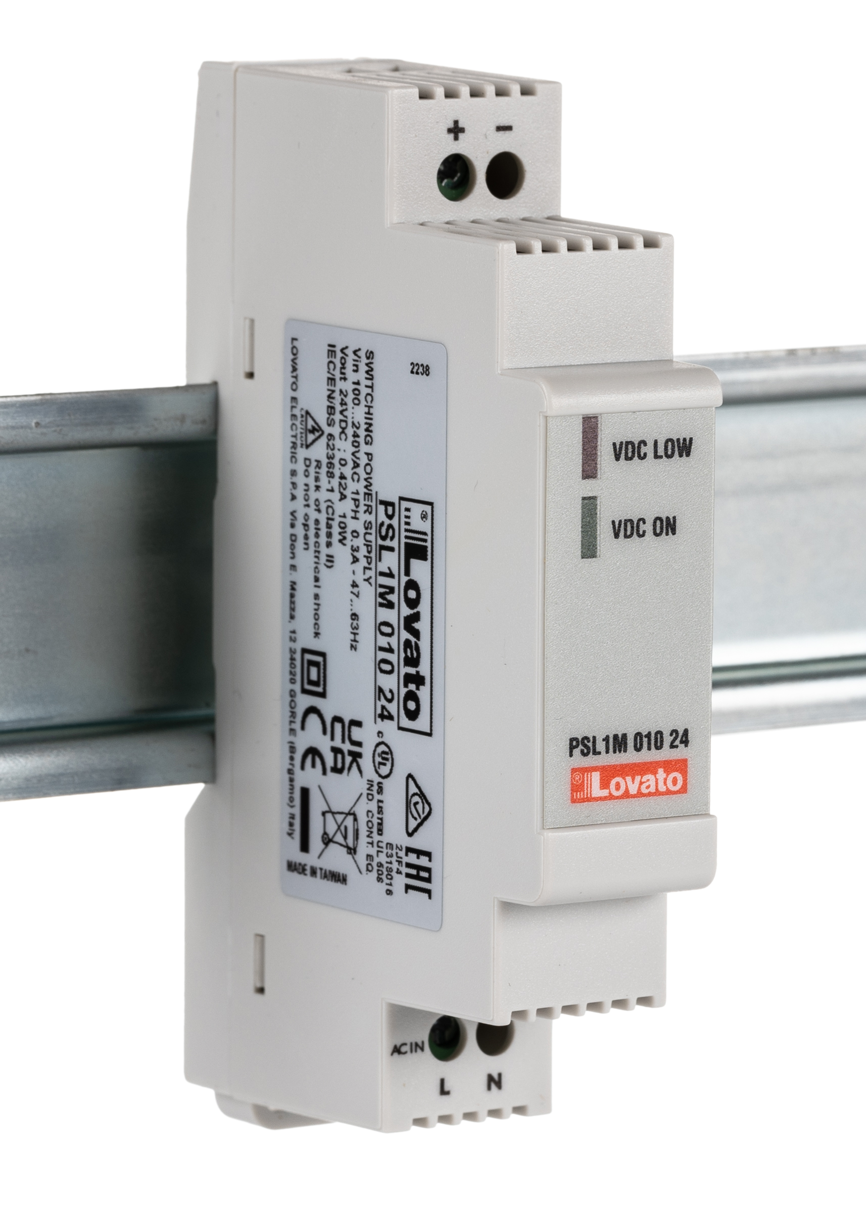 Lovato PSL Switched Mode DIN Rail Power Supply, 240V ac ac Input, 24V dc dc Output, 420mA Output, 10W