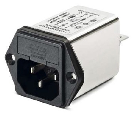 Schaffner 10A, 250 V ac Male Flange Mount IEC Inlet Filter FN261-10-06, Faston 1 Fuse