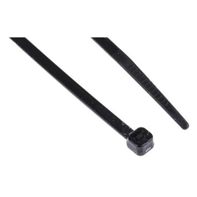 RS PRO Cable Ties, 100. 200mm x 2.5, 3.2 mm, Black Nylon, Pk-50