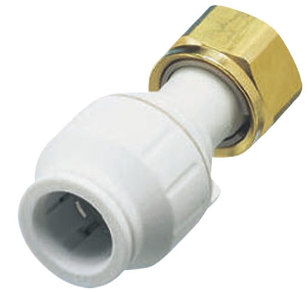 John Guest Plastic Pipe Fitting, Straight Push Fit Tap Adapter, 15mm, BSP 3/4in