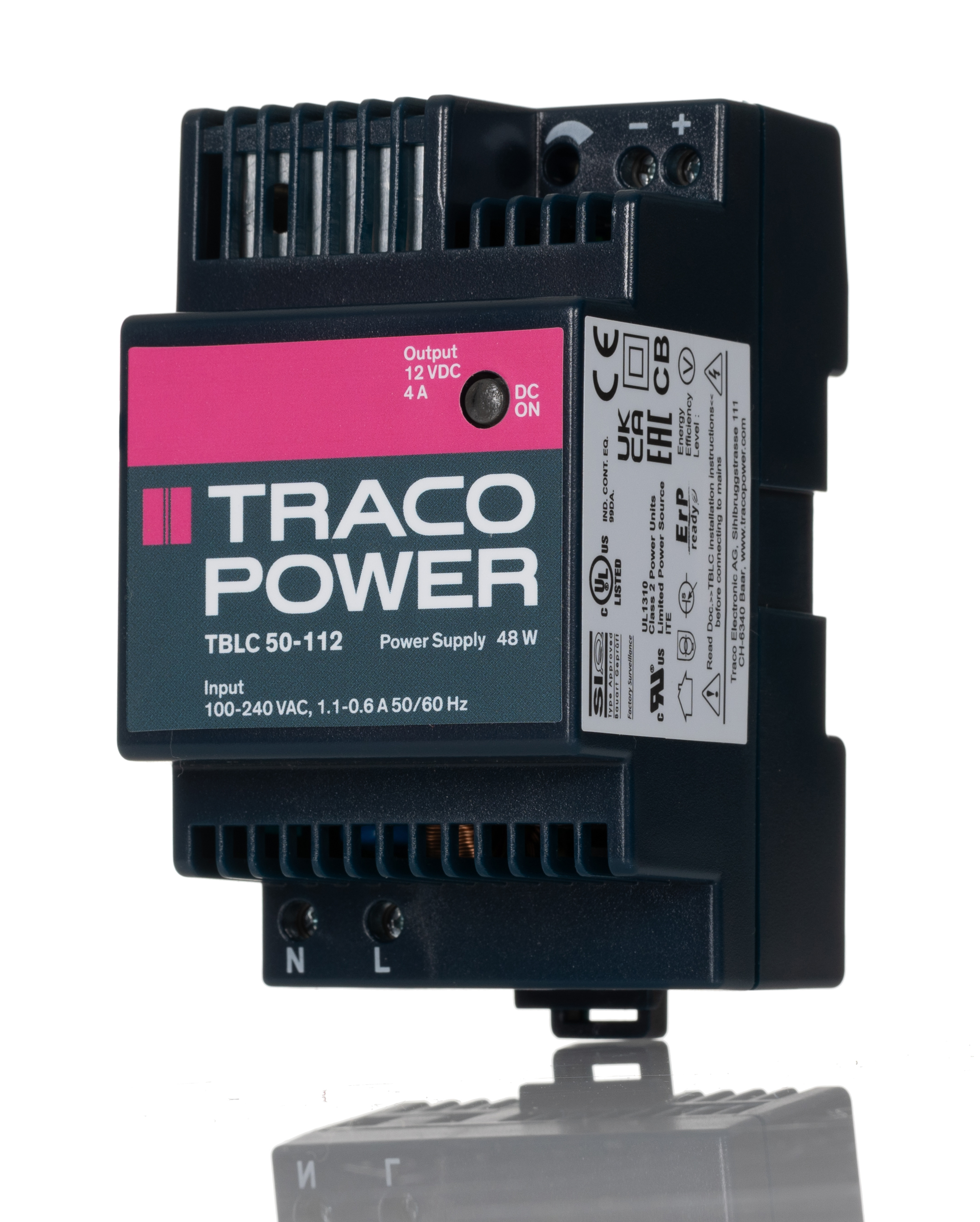 TRACOPOWER TBLC DIN Rail Power Supply, 85 → 264V ac ac Input, 12V dc dc Output, 4A Output, 48W