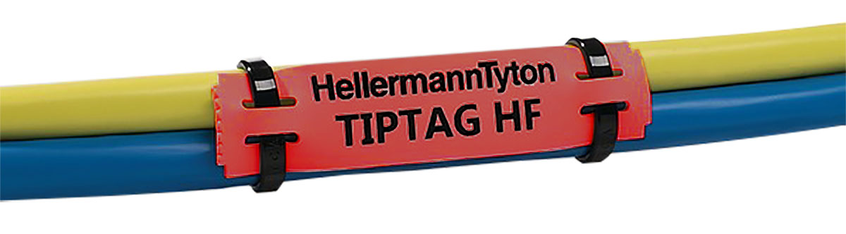 HellermannTyton TIPTAG Red Black Print Cable Labels, 100mm Width, 11mm Height, 120 Qty