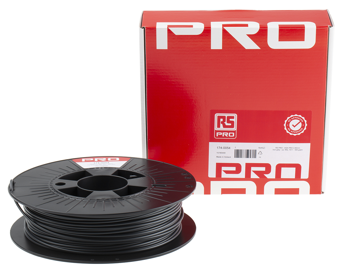 RS PRO 2.85mm Grey ASA 3D Printer Filament, 500g