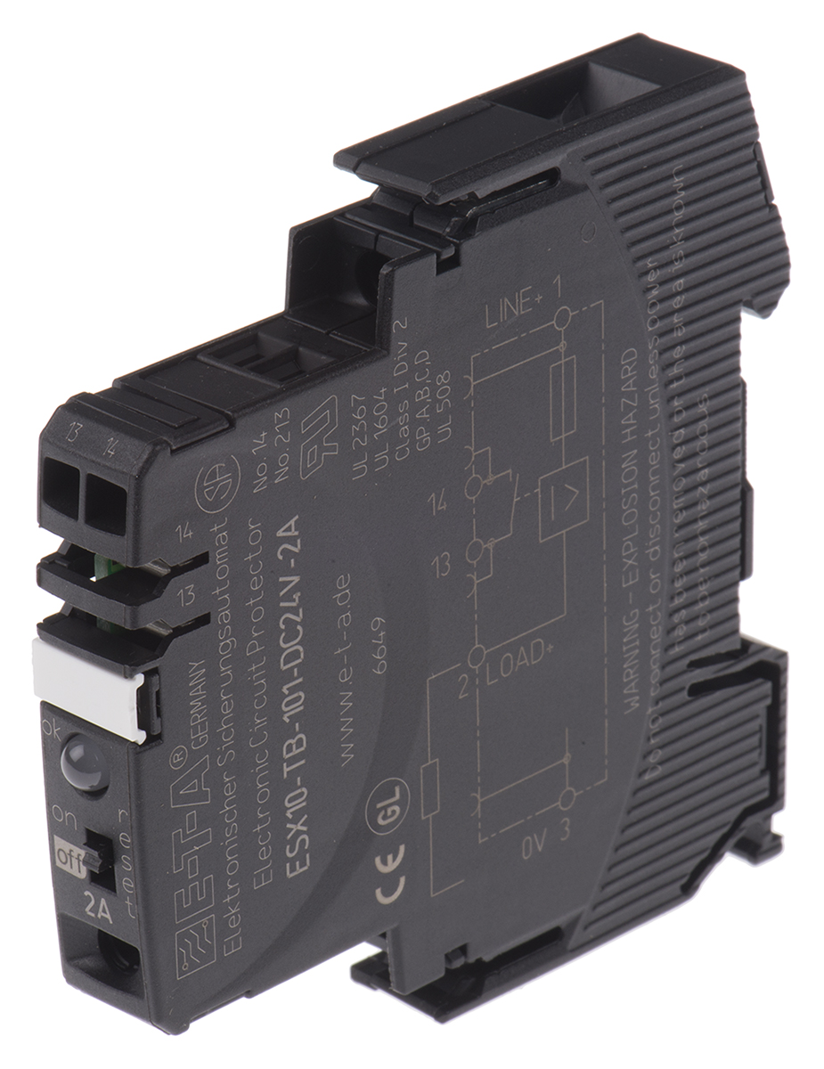 ETA ESX10 Electronic Circuit breaker 2A 24V ESX10-T, 1 channels , Plug-In Mounting