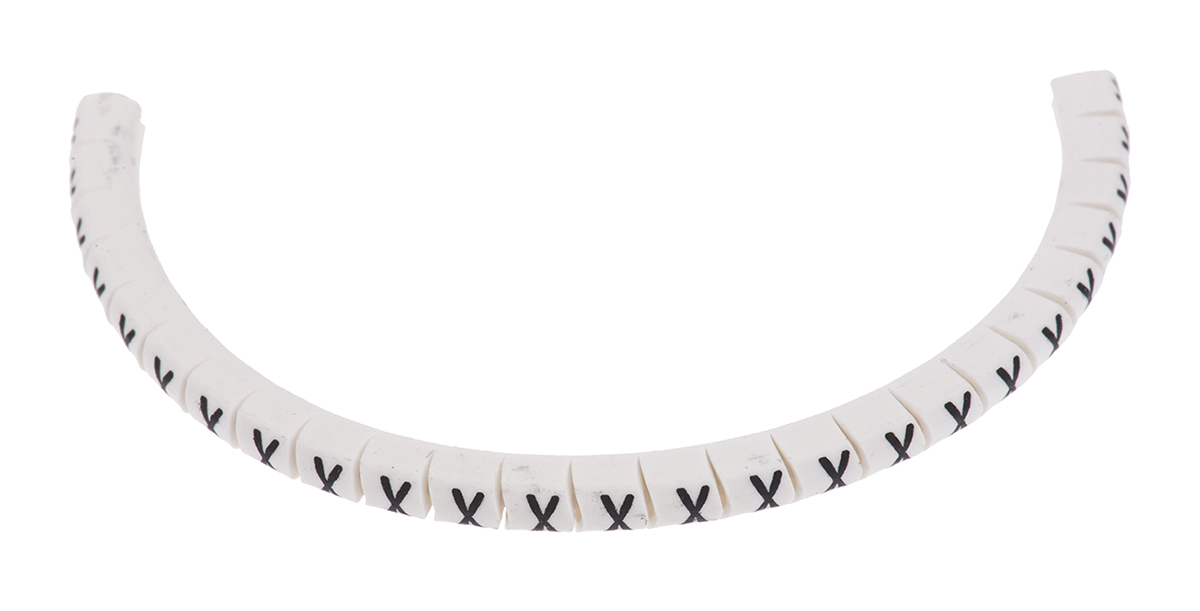 HellermannTyton Helagrip Slide On Cable Marker, Black on White, Pre-printed "X", 1 → 3mm Cable, 901-10440