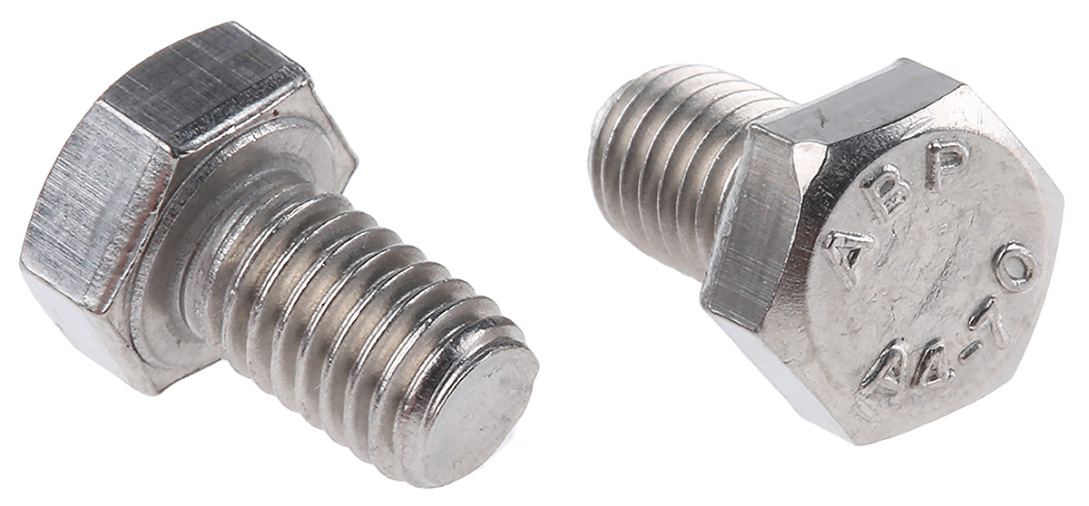 RS PRO Plain Stainless Steel, Hex Bolt, M5 x 8mm