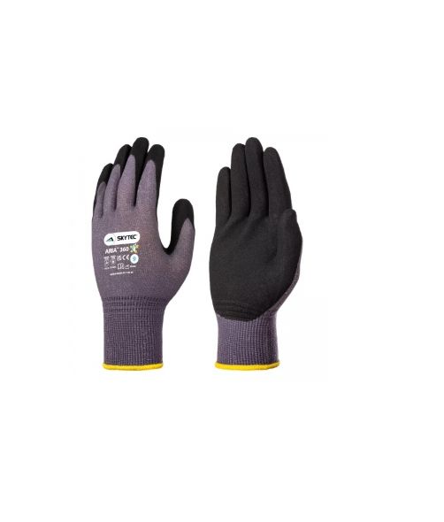 Skytec ARIA 360 Black, Grey Nylon Genium, Nylon, Spandex Glove, Size 6, Nitrile Coating