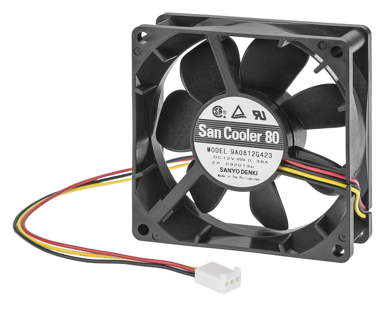 Sanyo Denki Axial Fan, 12 V dc, DC Operation, 53cfm, 4.56W, 380mA Max, 80 x 80 x 25mm