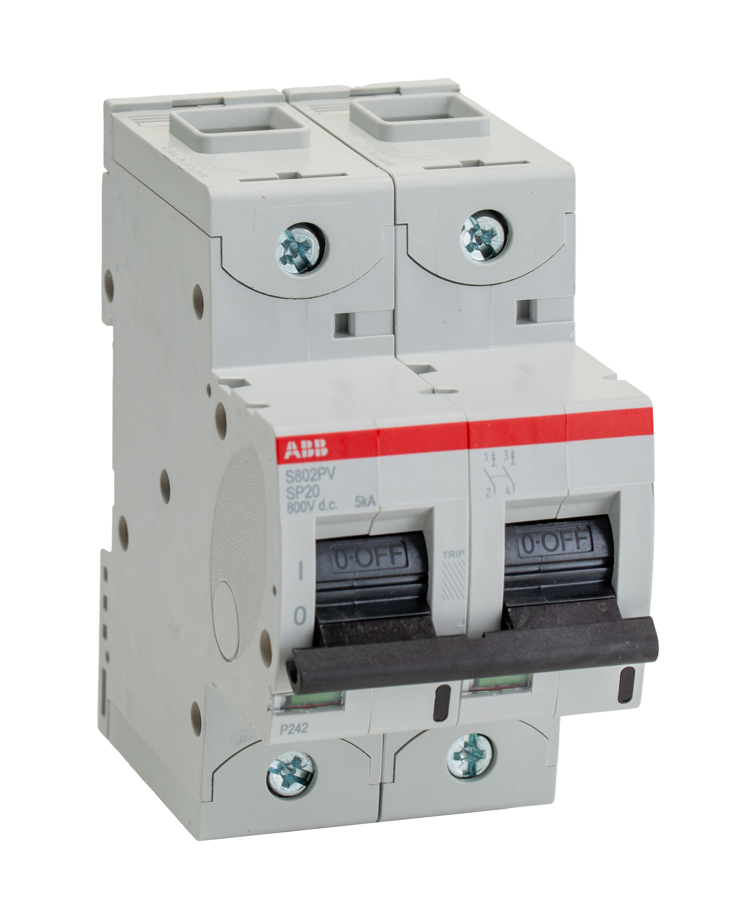 ABB S800PV MCB, 2P, 20A Curve B, 800V DC, 5 kA Breaking Capacity