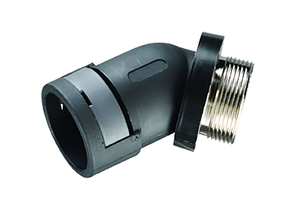 Kopex 45° Elbow, Conduit Fitting, 17mm Nominal Size, 20mm, Nylon 12, Black IP68 rating