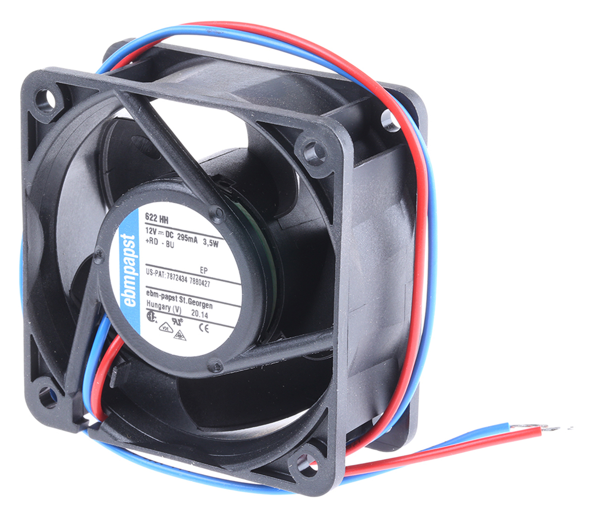 ebm-papst 620 Series Axial Fan, 12 V dc, DC Operation, 56m³/h, 3.5W, 292mA Max, 60 x 60 x 25mm