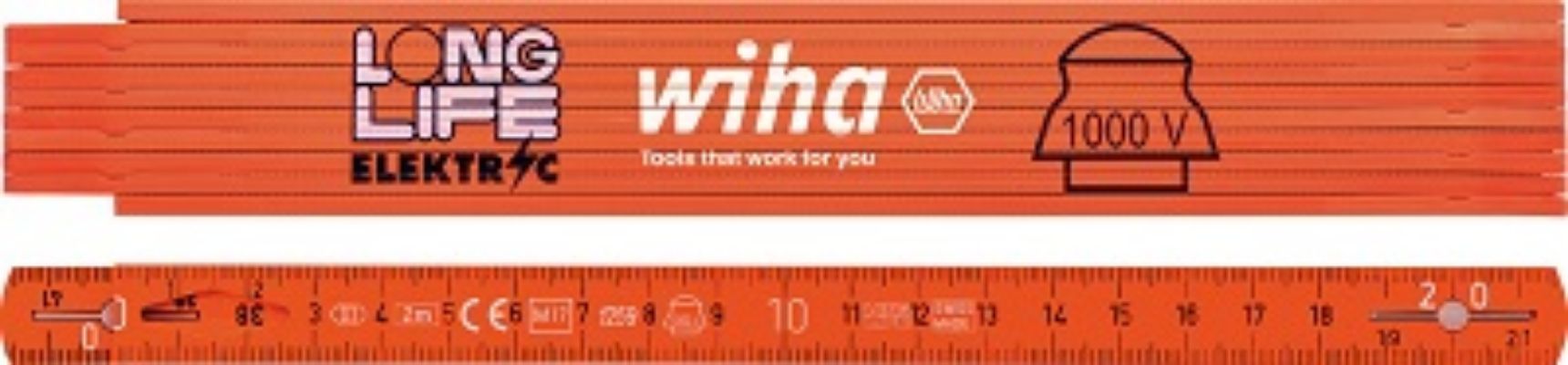 Wiha 2m Glass Fiber Reinforced Polyamide Metric Folding Ruler