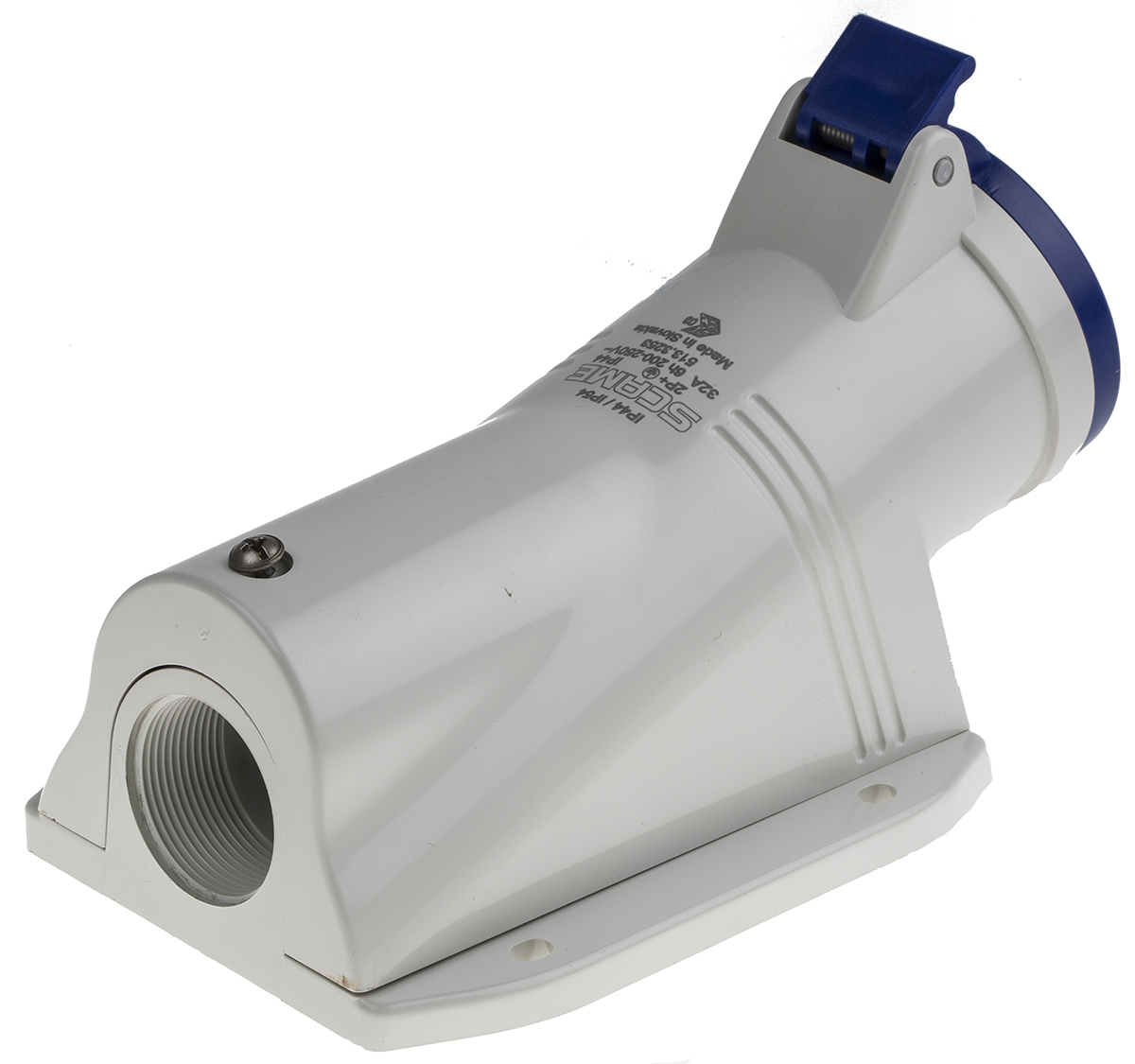 Scame IP44 Blue Wall Mount 2P + E Right Angle Industrial Power Socket, Rated At 32A, 230 V