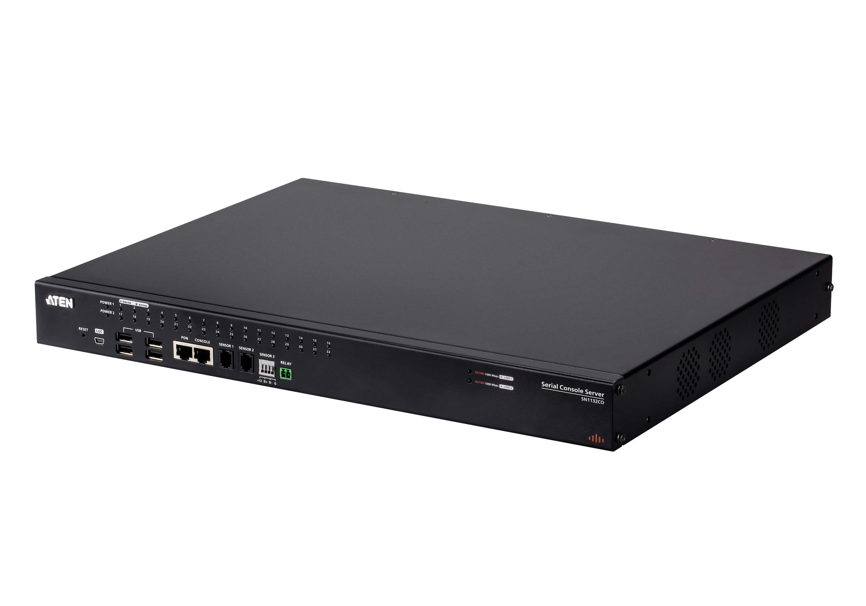 Aten Serial Device Server, 2 Ethernet Port, 32 Serial Port, Ethernet Interface, 0.3 → 230.4kbps Baud Rate