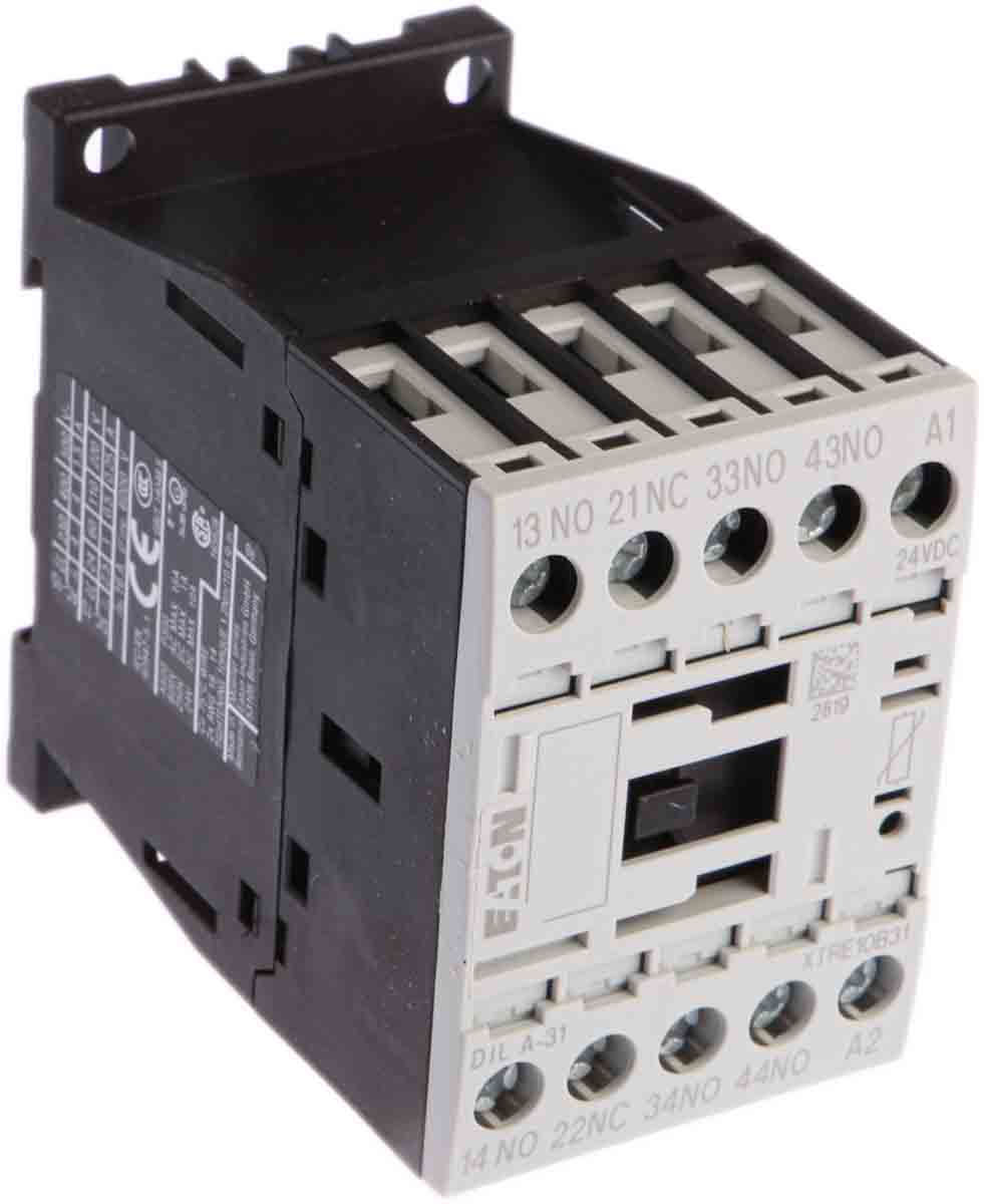 Eaton DILA Contactor, 24 V Coil, 4-Pole, 4 A 24 V, 3 NO/1 NC, 415V