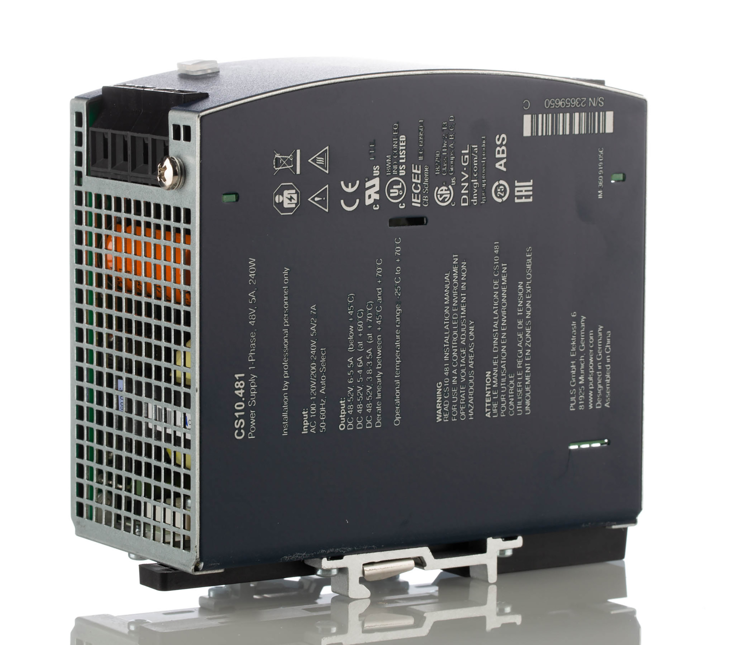 PULS DIMENSION C-Line Switched Mode DIN Rail Power Supply, 100→120V ac ac Input, 48V dc dc Output, 5A Output,