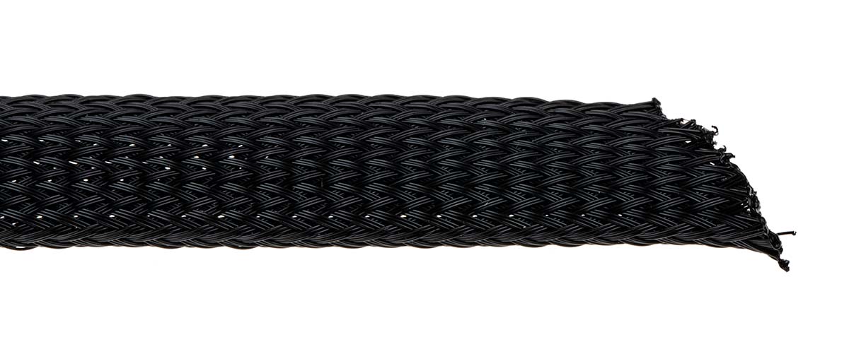 HellermannTyton Expandable Braided PET Black Cable Sleeve, 12mm Diameter, 100m Length, Helagaine HEGP Series
