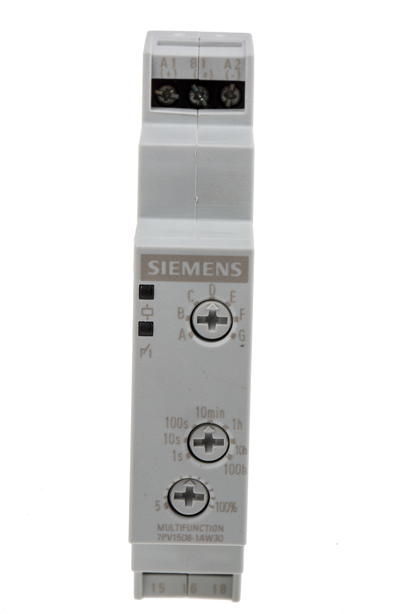 Siemens DIN Rail Mount Timer Relay, 240V, 1-Contact, 0.05 → 100 s, 3 → 100 min, 5 → 100h, SPDT