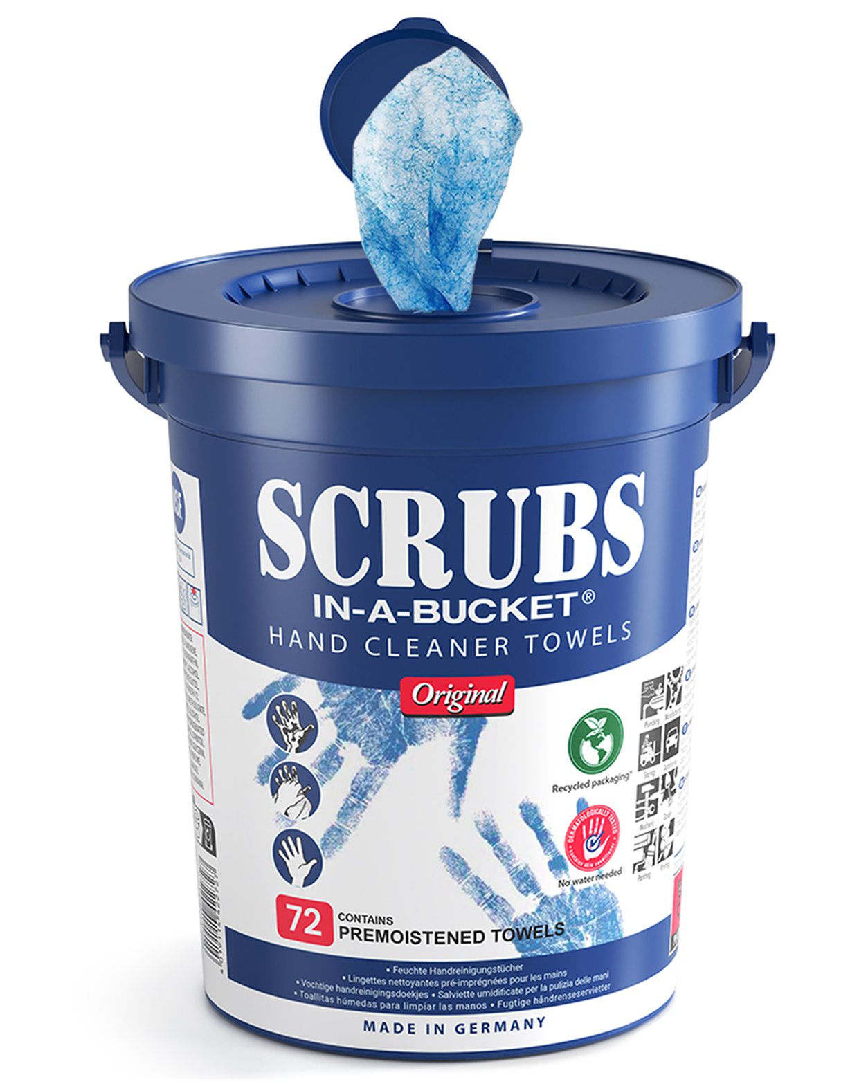 SCRUBS® SCRUBS IN A BUCKET Wet Hand Wipes, Bucket of 72