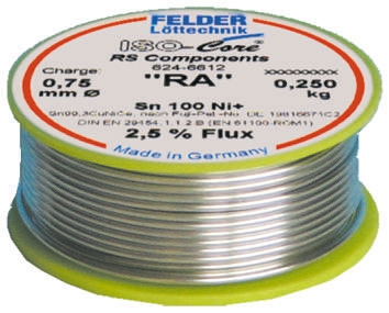 Felder Lottechnik Wire, 0.75mm Lead Free Solder, 227°C Melting Point