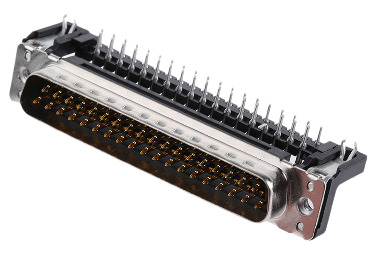 HARTING 37 Way Right Angle Through Hole D-sub Connector Plug, 2.76mm Pitch, with 4-40 UNC Threaded Inserts, Boardlocks