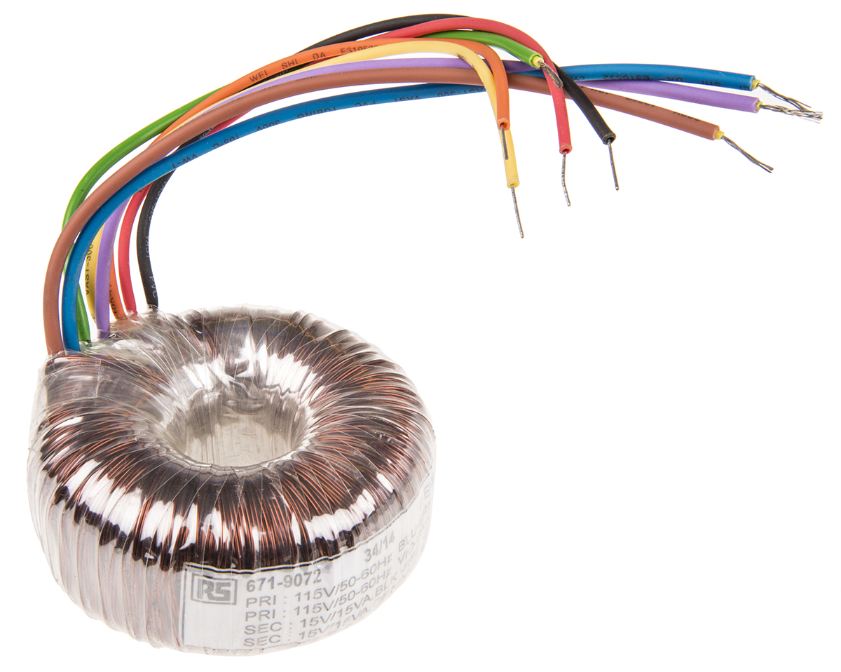 RS PRO 115 V ac, 230 V ac, 2 x 15V ac Toroidal Transformer, 30VA 2 Output