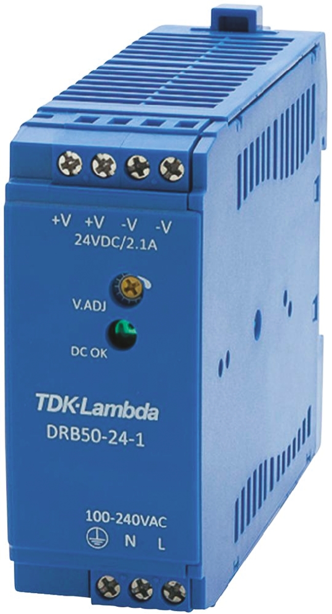 TDK-Lambda DRB Switched Mode DIN Rail Power Supply, 85 → 264V ac ac Input, 48V dc dc Output, 1.05A Output, 50W