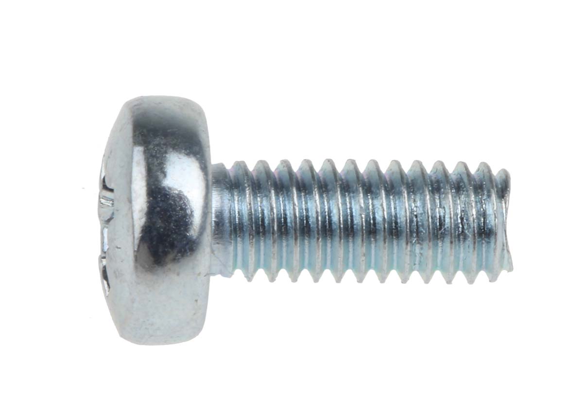 RS PRO Pozidriv M4 Pan Steel Machine Screws DIN 7985Z x 10.0mm