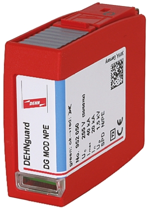 Dehn, DG Surge Protection Plug 255 V ac Maximum Voltage Rating 40kA Maximum Surge Current Surge Arrester Protection