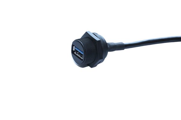 RS PRO Straight, Panel Mount, Socket- Single Port Type A 3.0 IP67 Type A USB Connector