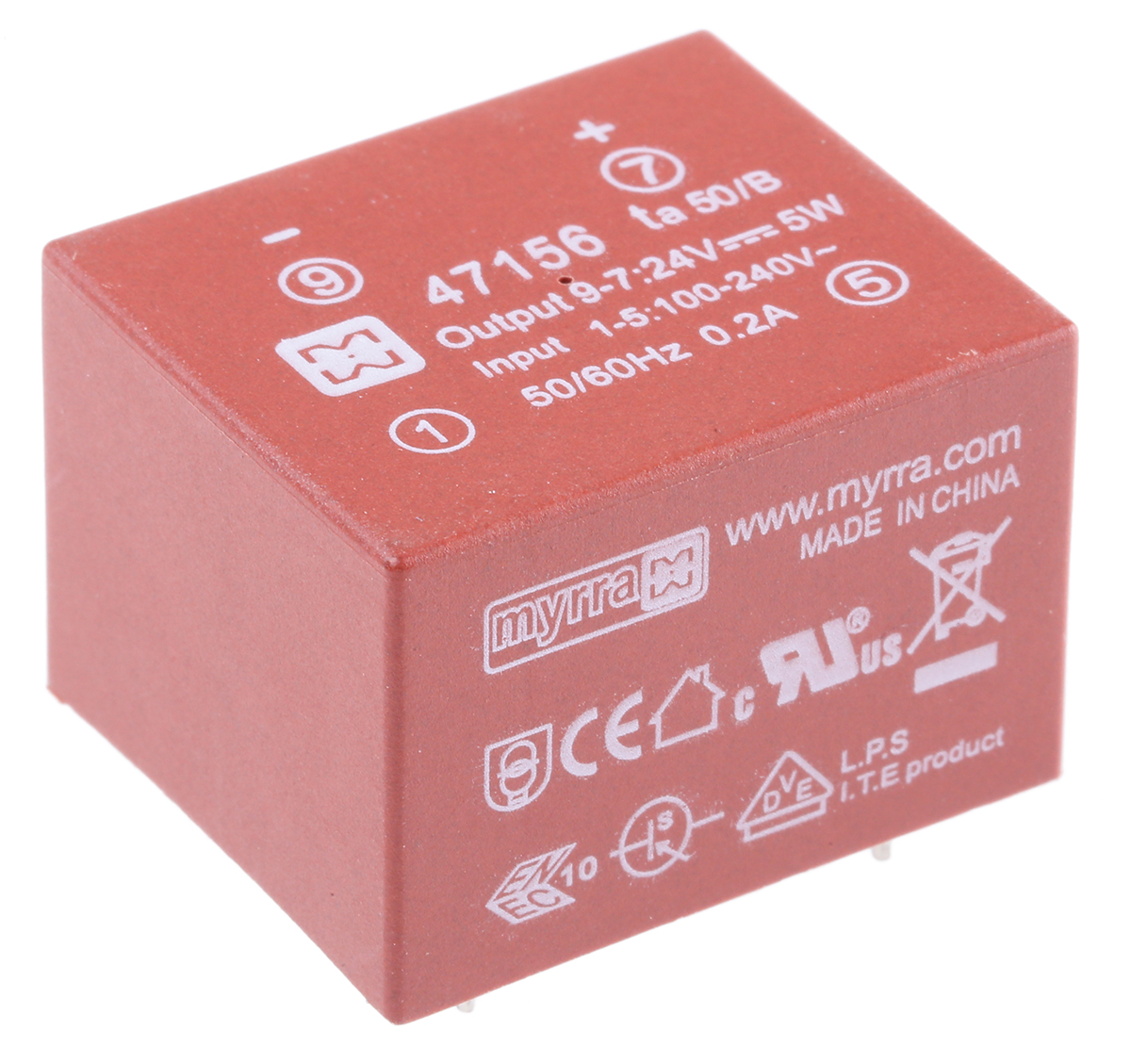 1 Output 5W SMPS Transformer, 85 → 265 V ac, 85 → 370 V dc, 24V dc