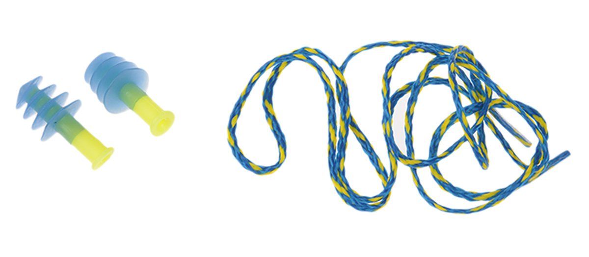 Honeywell Safety Blue, Yellow Reusable Corded Ear Plugs, 28dB Rated, 1 Pairs