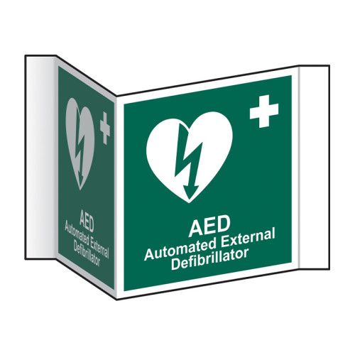 Spectrum Industrial PVC Green/White Safe Conditions Sign, Automated External Defibrillator, English