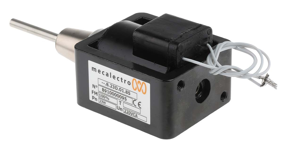 Mecalectro Linear Solenoid, 230 V ac, 18 → 80N