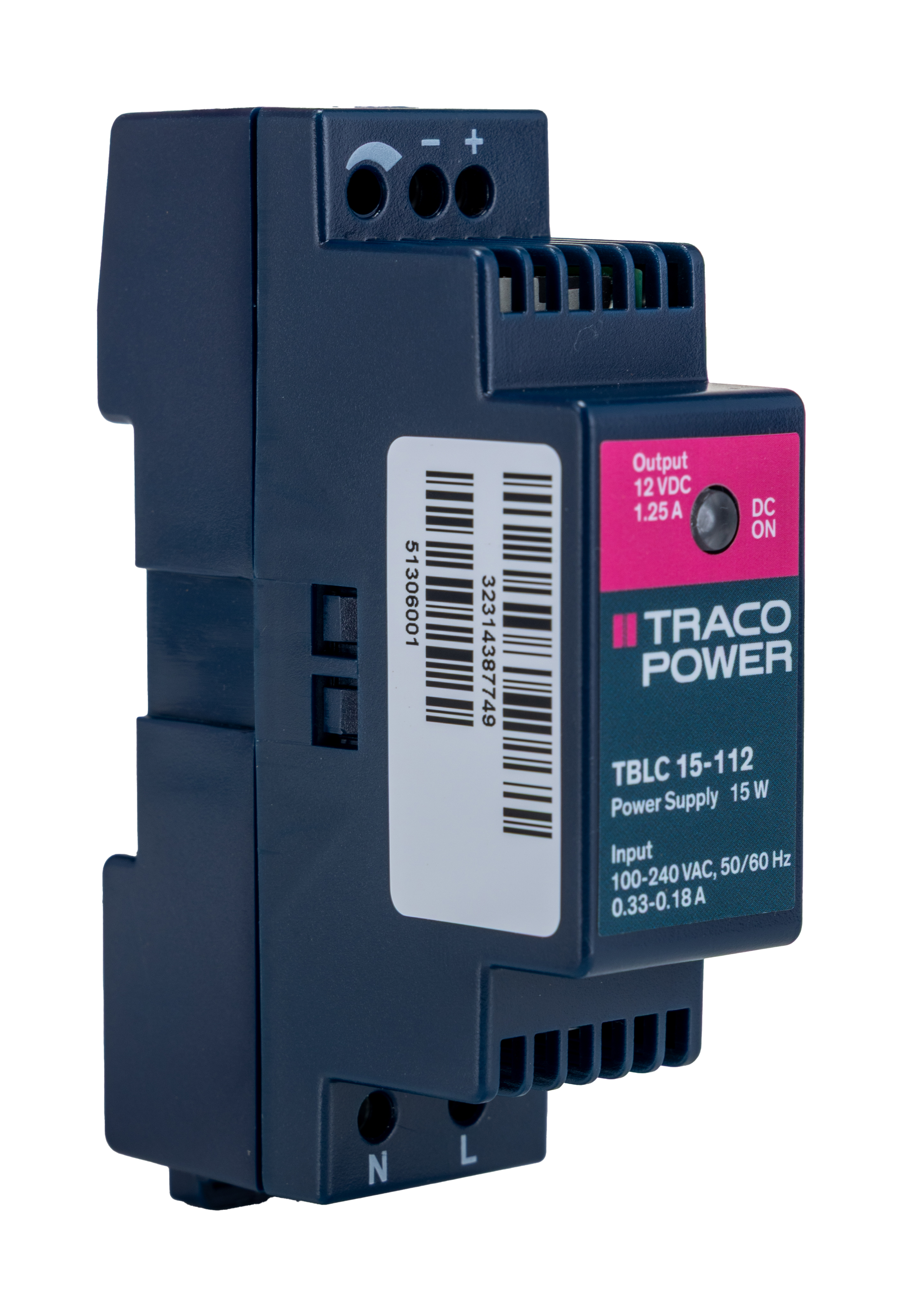 TRACOPOWER TBLC Switched Mode DIN Rail Power Supply, 85 → 264V ac ac Input, 12V dc dc Output, 1.25A Output, 15W