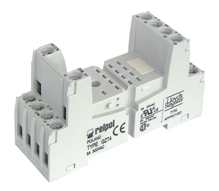 Relpol 14 Pin 300V ac DIN Rail Relay Socket, for use with R4N Relay, T-R4 Relay