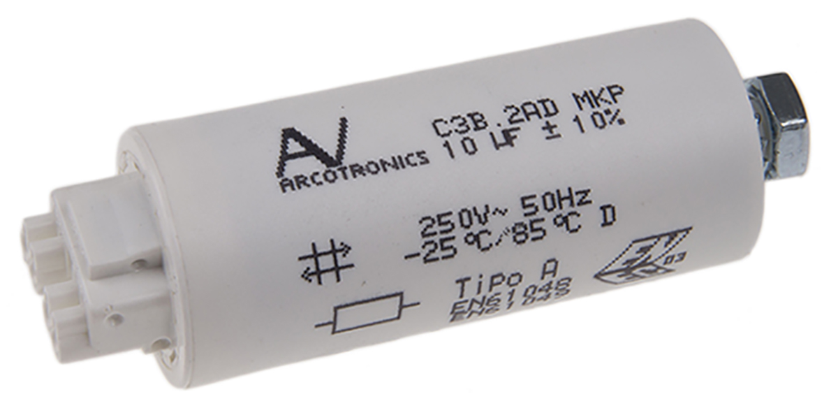 KEMET C3B Polypropylene Film Capacitor, 250V ac, ±10%, 10μF, Cable Mount