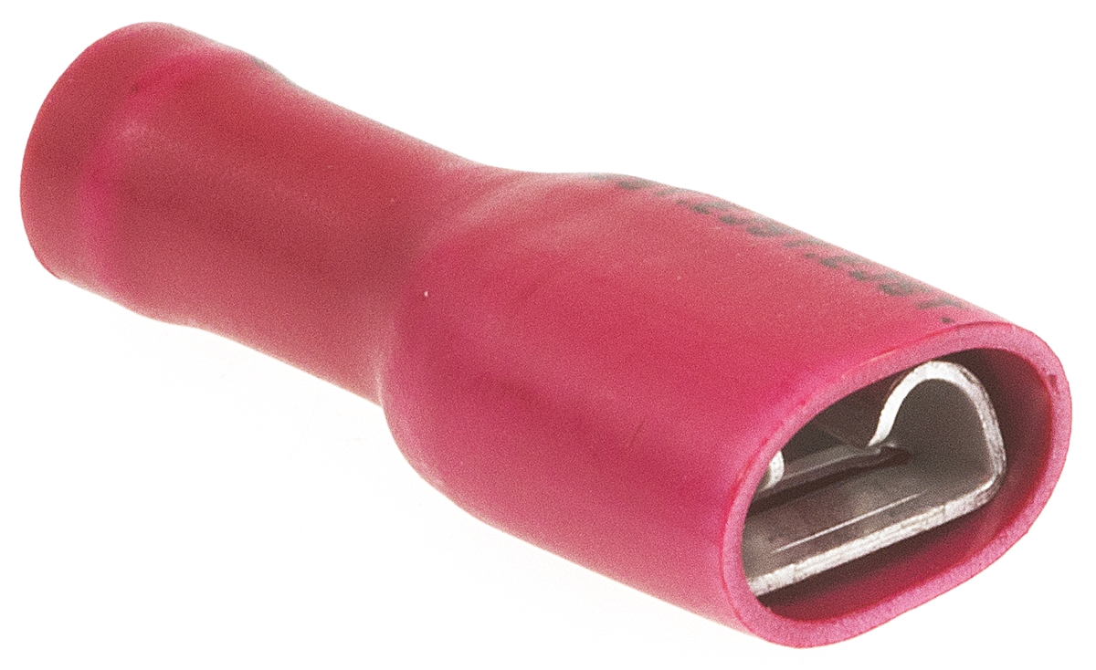 JST FLVDDF Red Insulated Female Spade Connector, Receptacle, 6.35 x 0.8mm Tab Size, 0.25mm² to 1.65mm²