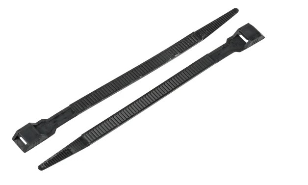 RS PRO Cable Tie, Double Locking, 265mm x 9 mm, Black Nylon, Pk-250