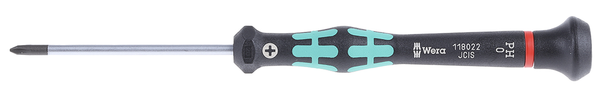 Wera Phillips Precision Screwdriver, PH0 Tip, 60 mm Blade, 157 mm Overall