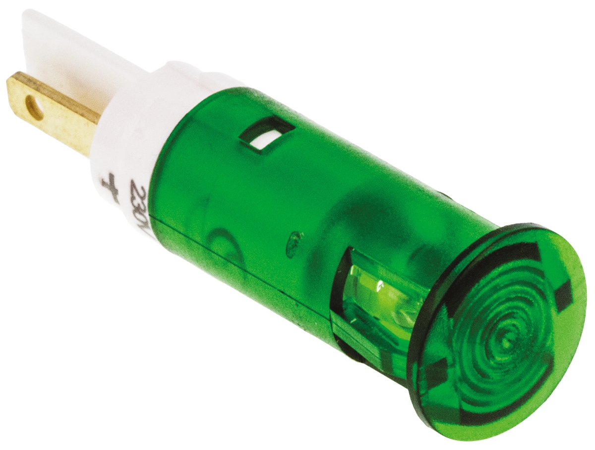 Signal Construct Green Panel Mount Indicator, 230V, 10mm Mounting Hole Size