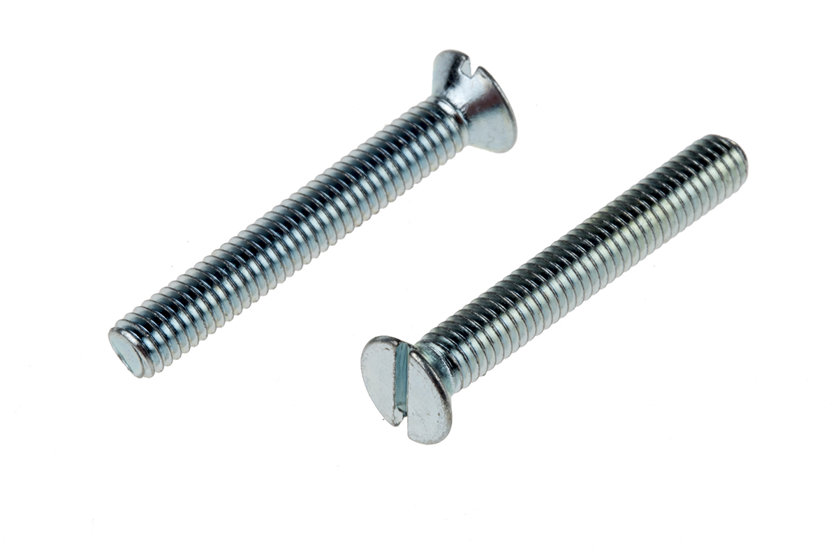 RS PRO Slot M3.5 Countersunk Steel Machine Screws DIN 963 x 25.0mm