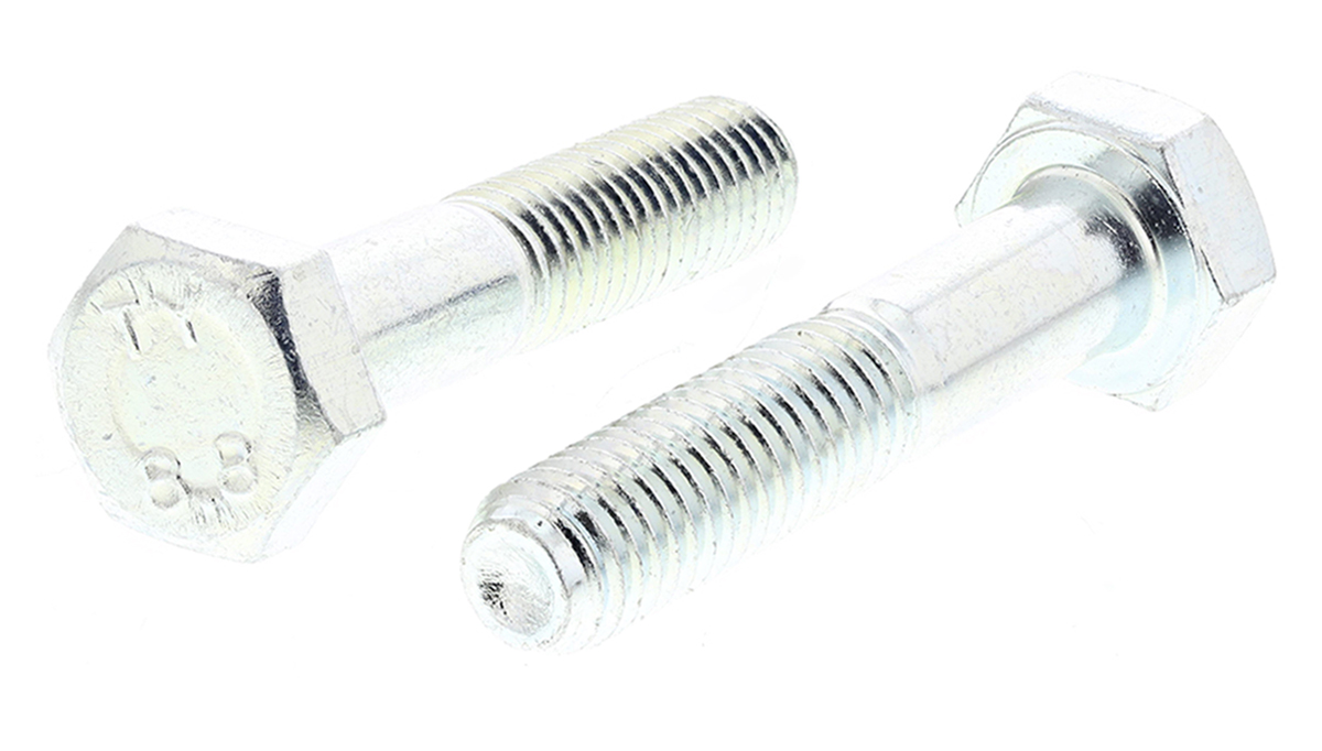 RS PRO Bright Zinc Plated Steel, Hex Bolt, M10 x 50mm