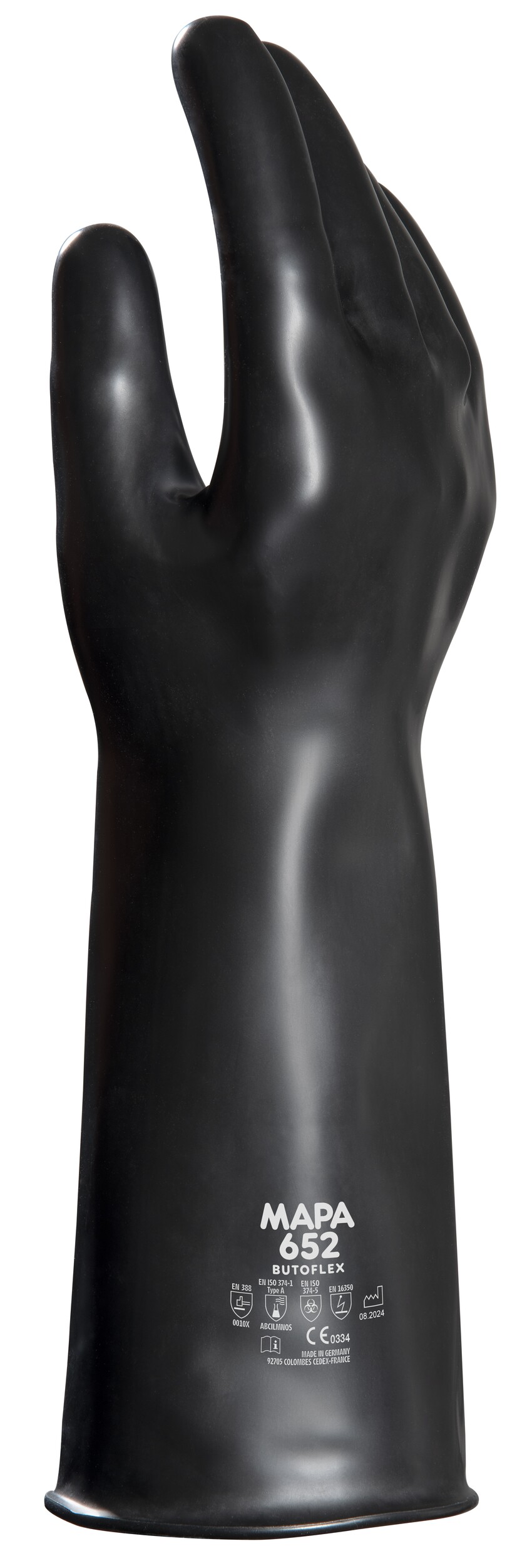 Mapa Butoflex 652 Black Butyl Work Gloves, Size 7