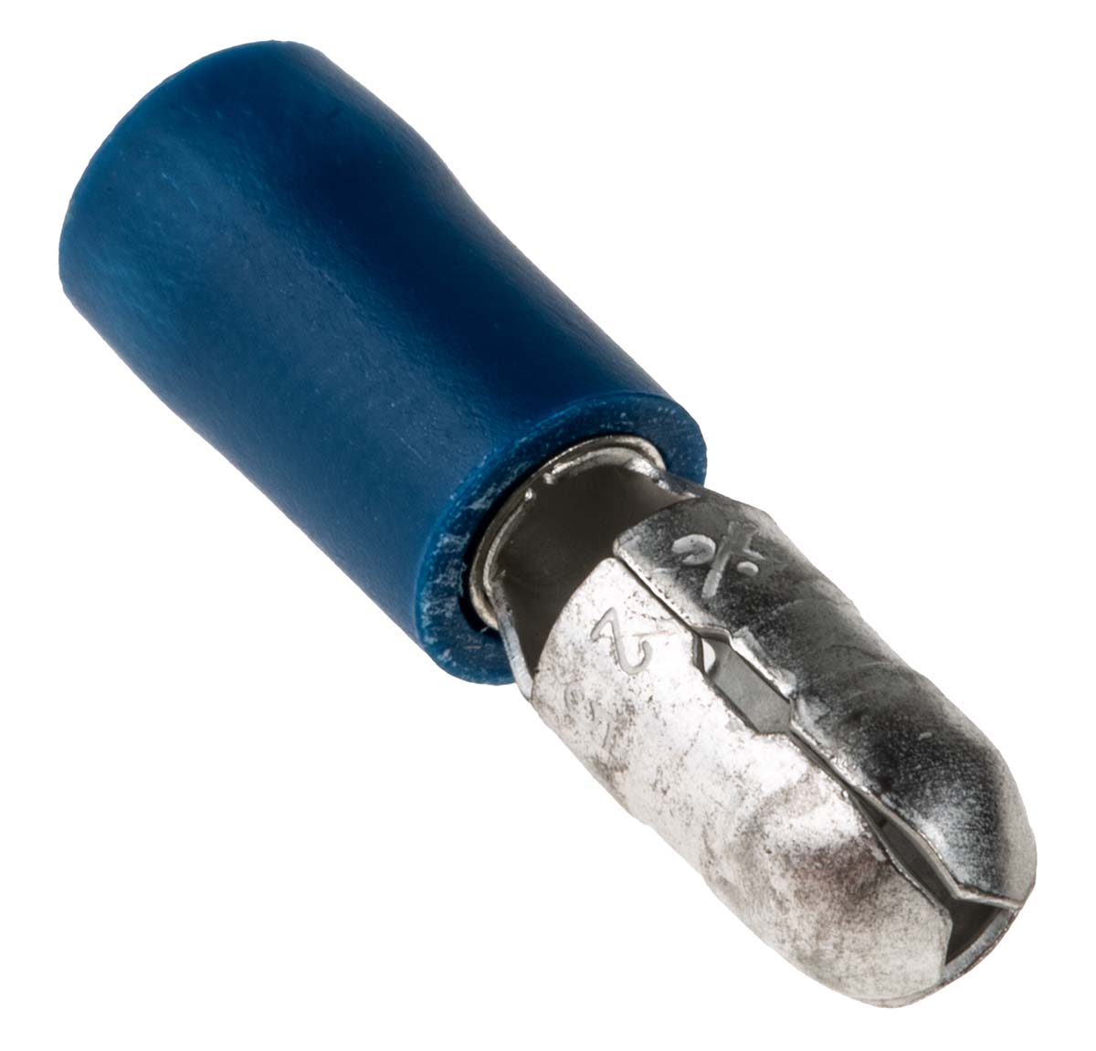 RS PRO Insulated, Blue Crimp Bullet Connector, 1.5mm² to 2.5mm², 16AWG to 14AWG, 5mm Bullet diameter Male