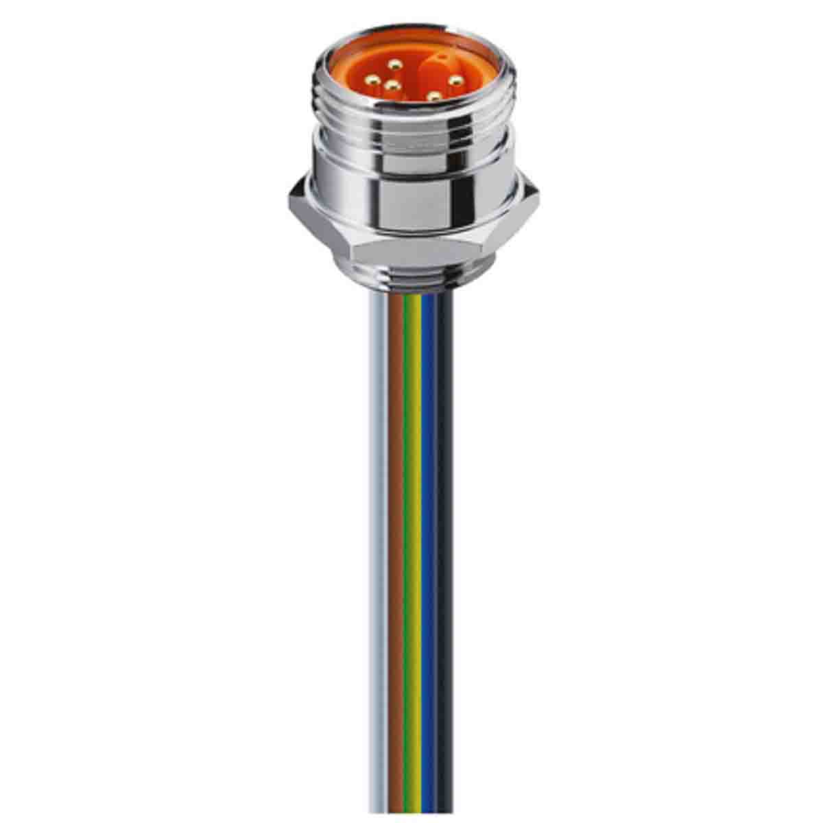 Lumberg Automation Circular Connector, 5 Contacts, Front, 7/8 in Connector, Plug, Male, IP68, RSF Series
