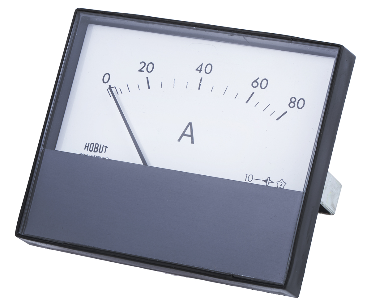 HOBUT R68M Analogue Panel Ammeter 80A DC, 63.5mm x 62.5mm, ±8 % Moving Magnet